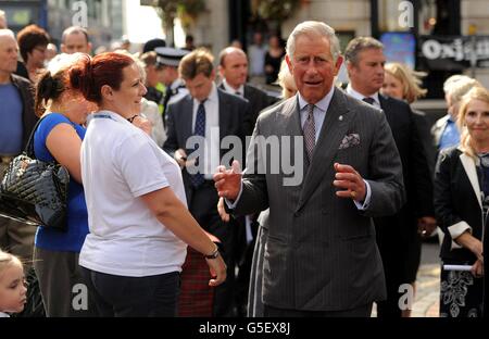 The Prince of Wales during a visit to Surrey Street Market in Croydon, London. Stock Photo