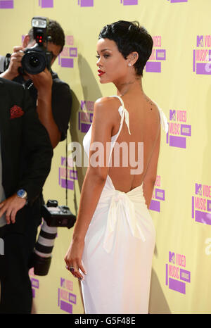 Rihanna arriving at the MTV Video Music Awards at the Staples Centre, Los Angeles. Stock Photo
