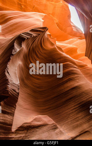 Looking up in Antelope Canyon, Arizona. It was so incredible discovering this slot canyon Stock Photo