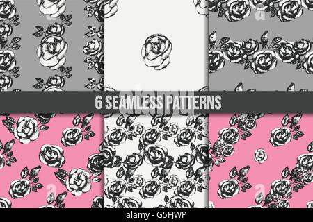 Vintage black and white rose patterns Stock Vector
