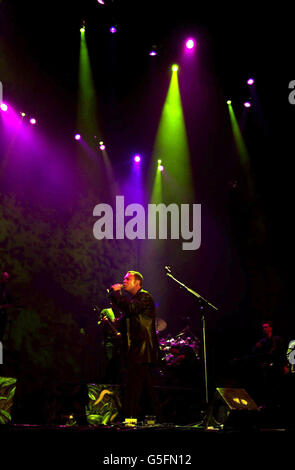 UB40 concert. Ali Campbell from pop band UB40 performing on stage at the NEC Arena, Birmingham. Stock Photo