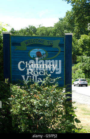 Welcome to Chimney Rock Village sign North Carolina USA Stock Photo