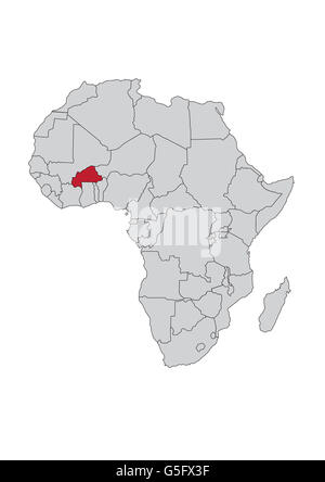 Map of Africa, Burkina Faso Stock Photo