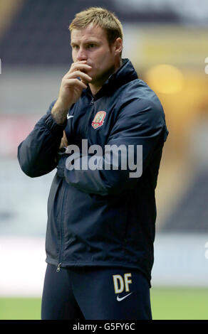 Soccer - Capital One Cup - Second Round - Swansea City v Barnsley - Liberty Stadium. Barnsley coach David Flitcroft, during the Capital One Cup Second Round match at the Liberty Stadium, Swansea. Stock Photo