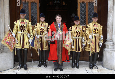 The New Lord Mayor of the City of London Roger Gifford at the Guildhall in London after his election. Stock Photo