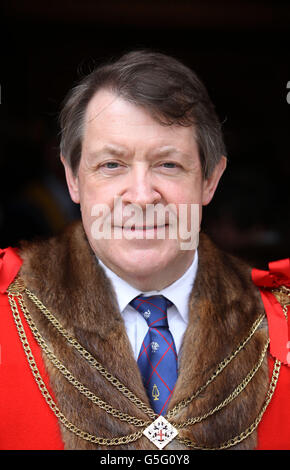 The New Lord Mayor of the City of London Roger Gifford at the Guildhall in London after his election. Stock Photo