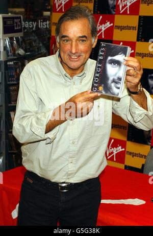 Football legend George Best at the Virgin Megastore in Piccadilly, London, to promote George Best: Genius, Maverick, Legend', a new video of his life story. * 23/11/01: Best, who was recovering in a clinic in Cyprus after being struck down by a virus. Best, 55, fell ill while on holiday with his wife Alex in the southern resort of Limassol and was admitted to the private clinic yesterday. The former Manchester United and Northern Ireland star has a history of alcohol-related illnesses but his manager said this latest health scare was unrelated to his drinking. Stock Photo