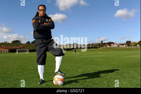 New Barnet joint head coach and player Edgar Davids during the press conference at The Hive Training Ground, London. Stock Photo