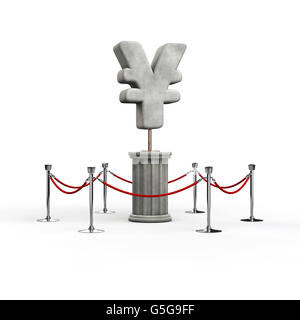 The yen exhibit / 3D illustration of yen symbol sculpture Stock Photo