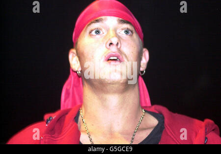 Eninem In London. US rapper Eminem performing on stage at the Astoria in London. Stock Photo