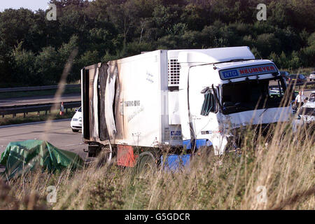 M11 Motorway Car Crash Stock Photo