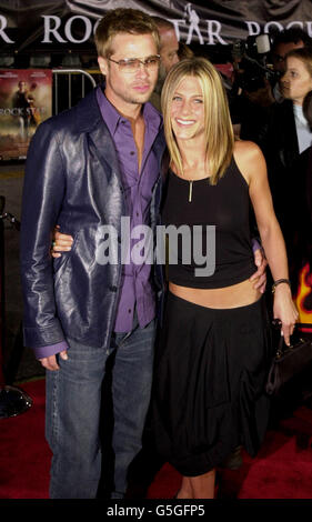Rockstar premiere/ Aniston and Pitt Stock Photo