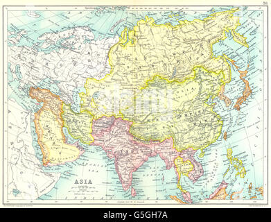 ASIA: Arabia Turkey Persia Siberia India Siam Anam Afghanistan Japan, 1909 map