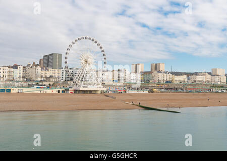 View on Brighton, UK and the large ferris wheel on the beach Stock Photo