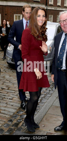 The Duchess of Cambridge visits Middle Temple in London, England. The Duke, Master of the Bench, and The Duchess met recipients of the Queen Mother Scholarship, the Diana, Princess of Wales Scholarship and the Duke and Duchess of Cambridge Scholarships at Middle Temple Inn, London. Stock Photo