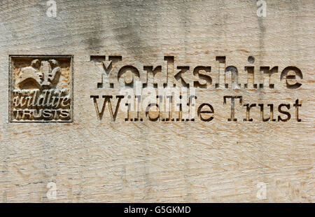 Yorkshire Wildlife Trust sign at Potteric Carr, Yorkshire, UK Stock Photo