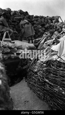 World War One, French Troops. French soldiers on duty in a trench. Stock Photo