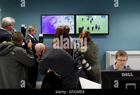 Taoiseach Enda Kenny at the official opening of Power Tower, the company's new headquarters for the bookmaker Paddy Power in Clonskeagh, Dublin where the company also announced the creation of 600 new jobs. Stock Photo