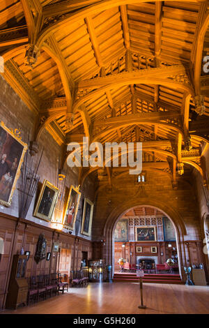 UK, England Northumberland, Bamburgh Castle, interior, King’s Hall roof made from 200 tons of Siamese teak Stock Photo