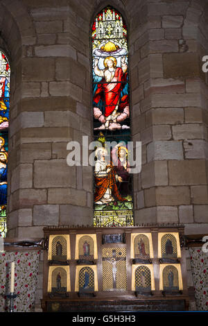 UK, England Northumberland, Holy Island, St Mary’s Church, ascension window over high altar Stock Photo