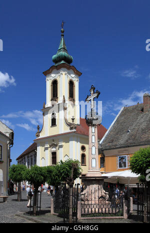 Hungary, Szentendre, Main Square, Blagosvetenska Serbian Orthodox Church, Stock Photo