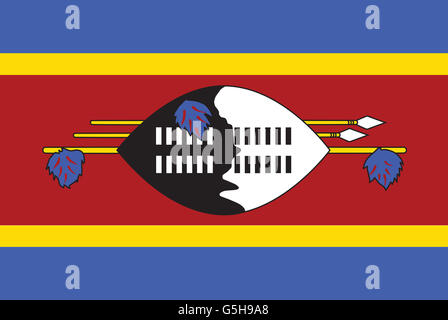 National Flag of Swaziland. Stock Photo