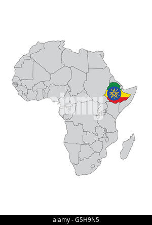 ethiopia country flag map shape symbol illustration Stock Photo