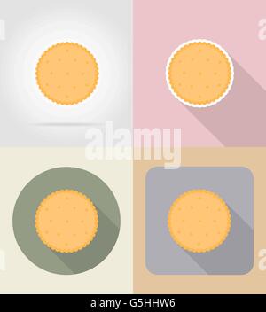 cookie biscuit food and objects flat icons vector illustration isolated on background Stock Vector