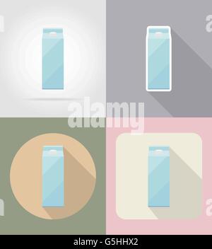 milk packaging drink and objects flat icons vector illustration isolated on background Stock Vector