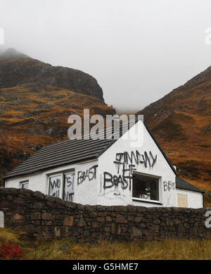 Graffiti on Jimmy Savile's cottage Stock Photo