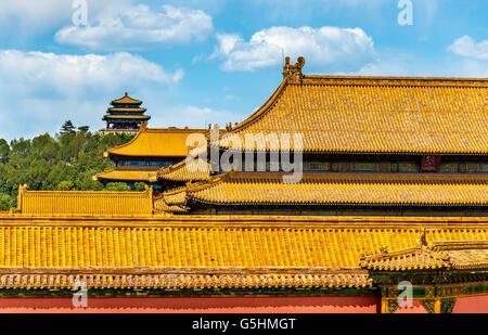 Traditional roofs of the Forbidden City in Beijing Stock Photo