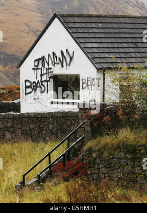 Graffiti on Jimmy Savile's cottage Stock Photo