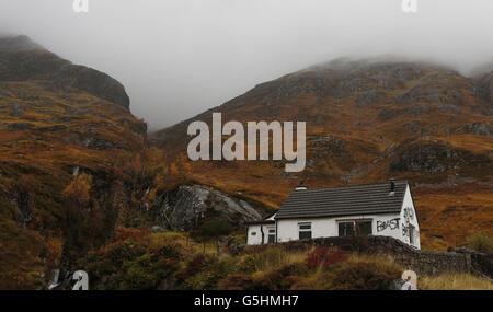 Graffiti on Jimmy Savile's cottage Stock Photo