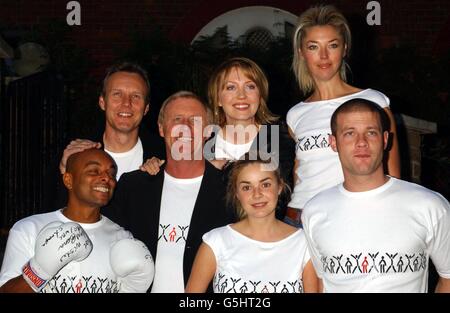 TV and radio presenter Chris Tarrant (centre) during a photocall at St Anne's Church in Soho, London, to launch the Centrepoint Challenge: 'Who Wants to Be...?' campaign to raise 1 million for young homeless people. *Top row (from left) actor Anthony Head, TV and radio presenter Chris Tarrant, newsreader Kirsty Young, socialite Tamara Beckwith and bottom row (from left) BBC Record Breaker's new presenter Shovell, TV presenter Gail Hipgrave and Top of the Pops presenter Dermot O'Leary. Stock Photo