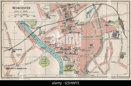 WORCESTER. Vintage town city map plan. Worcestershire, 1939 Stock Photo - Alamy