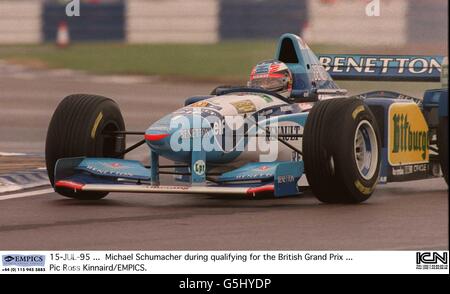 15-JUL-95 ... Michael Schumacher during qualifying for the British Grand Prix Stock Photo