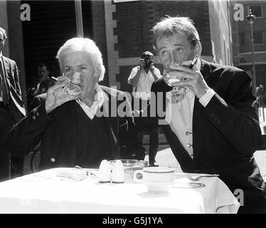 Jeffrey Bernard (left), whose colomn in 'The Spectator' magazine has been described as '...a suicide note written in a favourite occupation outside The Coach and Horses pub in Soho.' * Mr O'Toole is to play the writer in a play devised by Keith Waterhouse 'Jeffrey Bernard is Unwell' which opens in the West End. Stock Photo