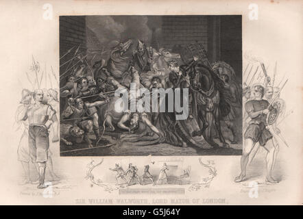 Sir William Walworth, Lord Mayor of London, killing Wat Tyler at ...