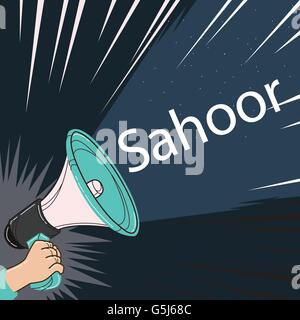 megaphone speaker alert for sahoor or sahur sketch drawing Stock Vector