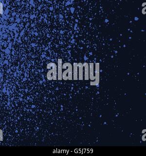 Colorful acrylic paint blue splatter on black background. Neon spray stains abstract background, vector illustration. Stock Vector