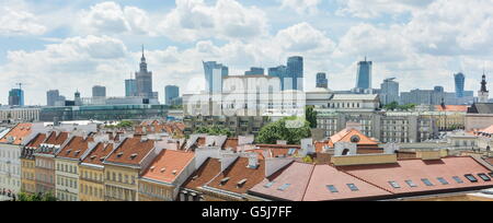 WARSAW, POLAND - JUNE 16: Warsaw cityline panorama with view of Novi svijet rooftops and landmark buildings Stock Photo