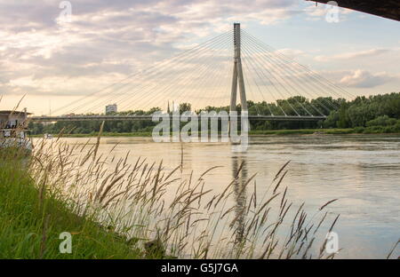 Holy Cross Bridge over Vistula river in Warsaw Poland, Eurpoe Stock Photo
