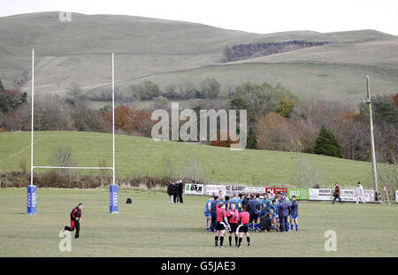 Rugby Union - Clubhouse Opening - Biggar Rugby Football Club. Half-time at Biggar versus Hamilton in a RBS National League match at Hartree Mill, Biggar, Lanarkshire. Stock Photo