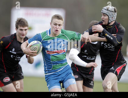 Biggar's Brian Le Cornu (right) vies with Hamilton's Scott Whitelaw in a RBS National League match at Hartree Mill, Biggar, Lanarkshire. Stock Photo