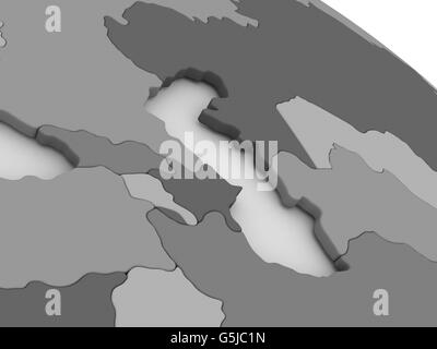 Map of Caucasus region on grey model of Earth. 3D illustration Stock Photo