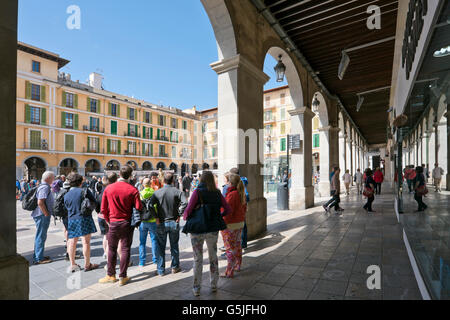 Horizontal view of Plaza Mayor or Plaça Major in Palma, Majorca. Stock Photo