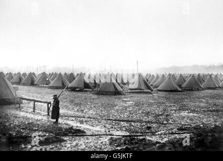 World War One - British Camp - France. A British encampment in northern France. Stock Photo