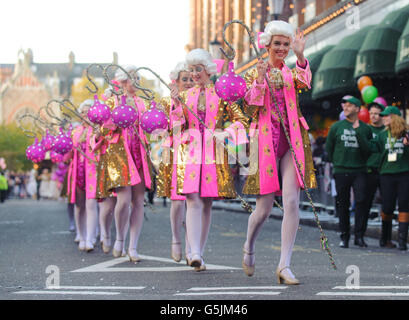 Annual Harrods Christmas Parade. Performers take part in the annual Harrods Christmas Parade outside Harrods in Knightsbridge, London. Stock Photo
