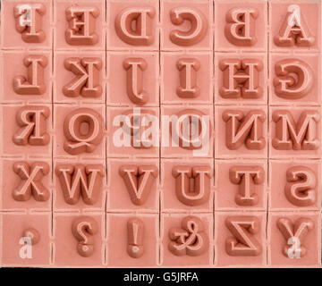 Background of rubber stamps of the English alphabetical Stock Photo