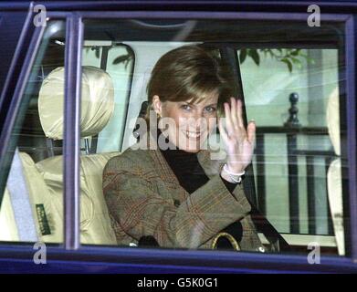 The Countess of Wessex in the back seat of the car as she is driven ...